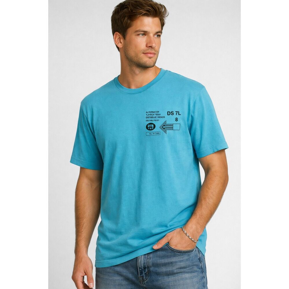Diesel Turquoise Graphic Logo T-Shirt Men’s M Short Sleeve Crewneck Cotton Tee